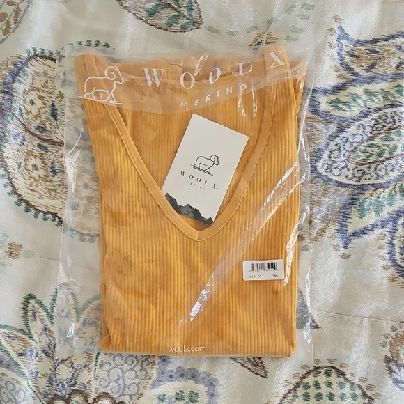 NWT Merino Wool Tank Top in Marigold Size Small (Vivi Ribbed Tank by Woolx) - Picture 2 of 5